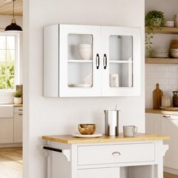 High Gloss White Kitchen Wall Cabinet with Glass Door