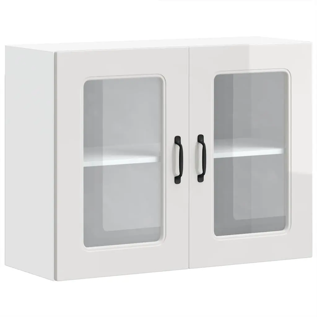 High Gloss White Kitchen Wall Cabinet with Glass Door