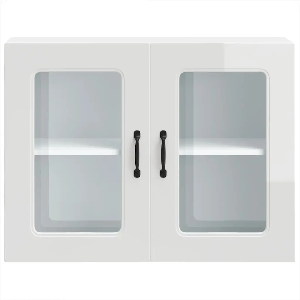 High Gloss White Kitchen Wall Cabinet with Glass Door