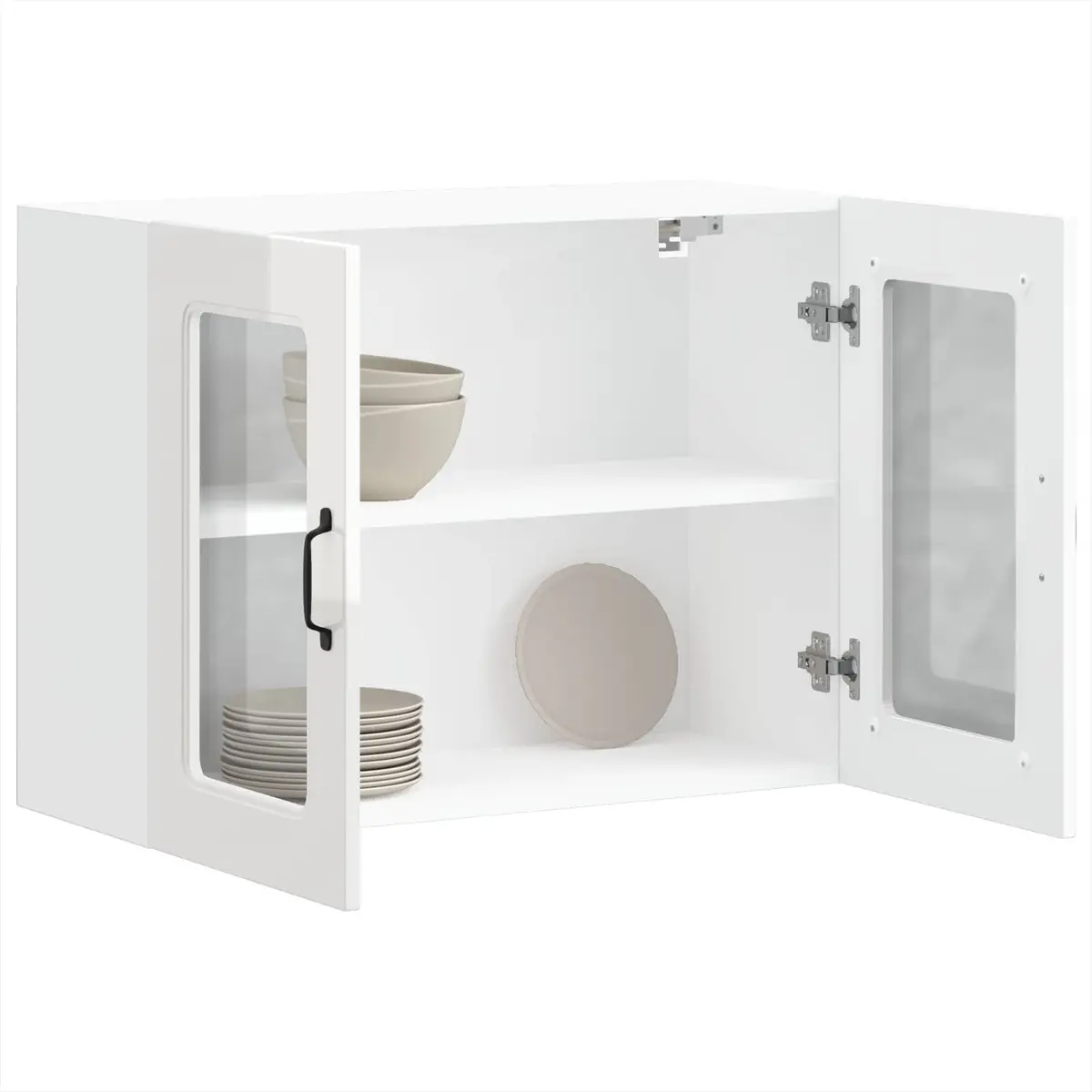 High Gloss White Kitchen Wall Cabinet with Glass Door