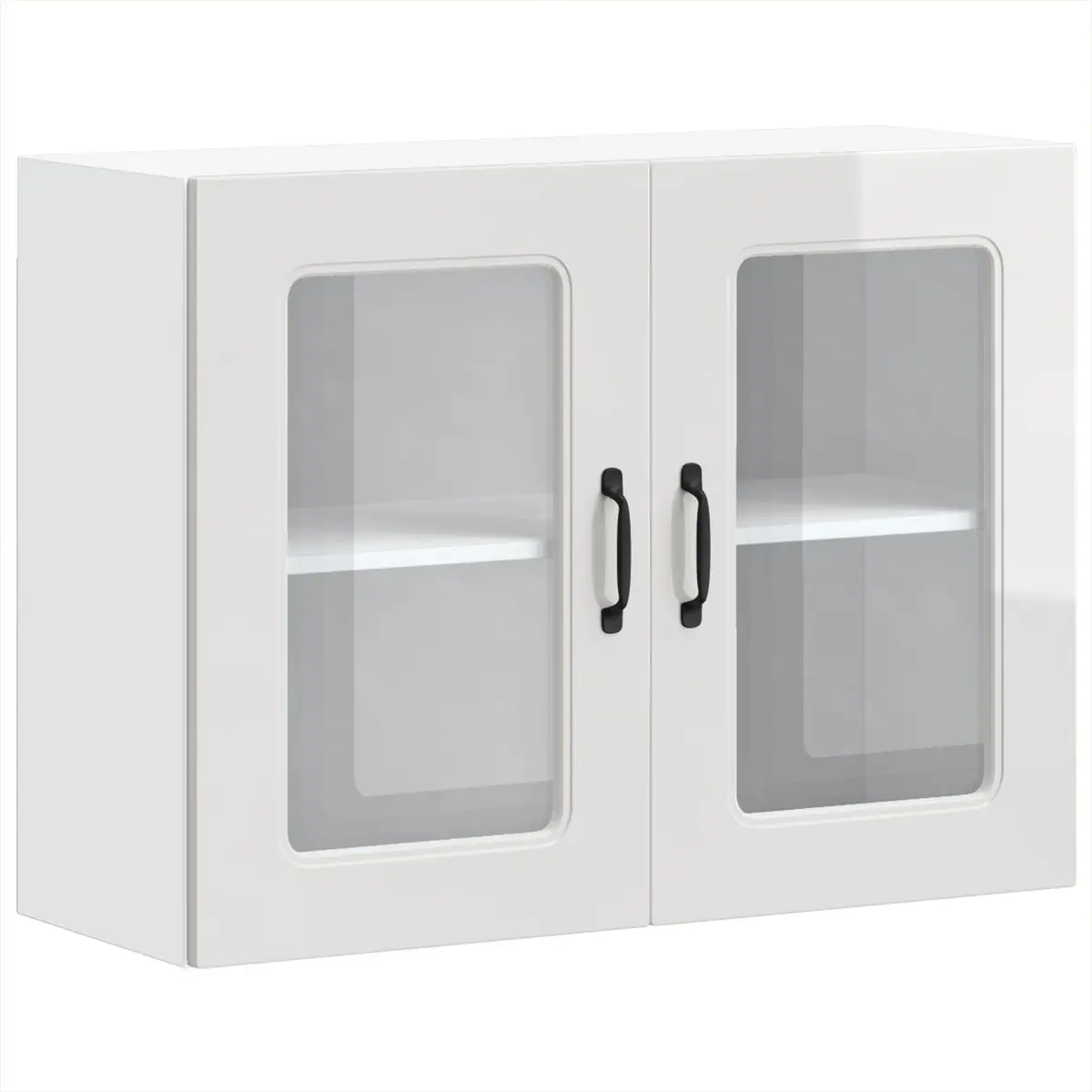 High Gloss White Kitchen Wall Cabinet with Glass Door