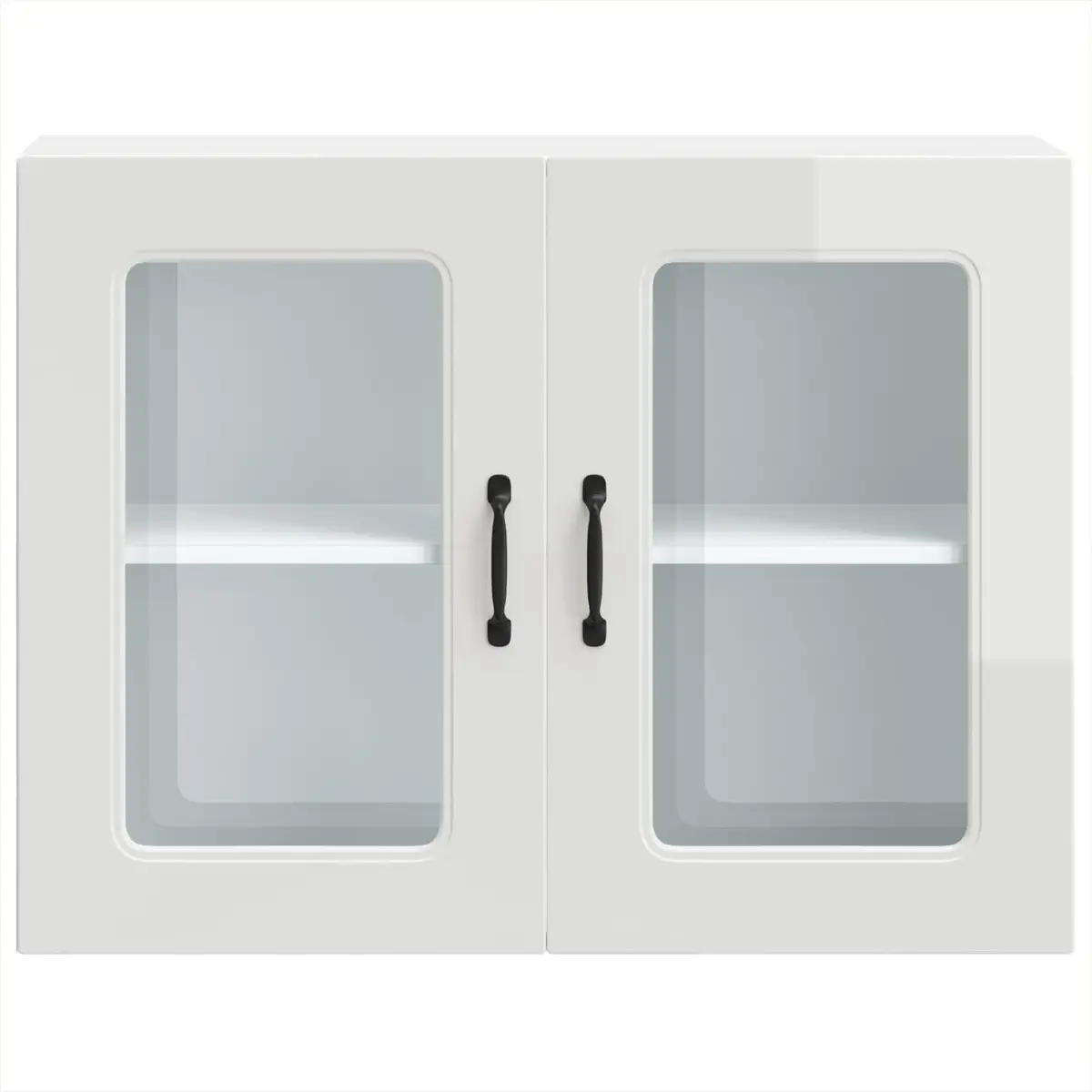 High Gloss White Kitchen Wall Cabinet with Glass Door
