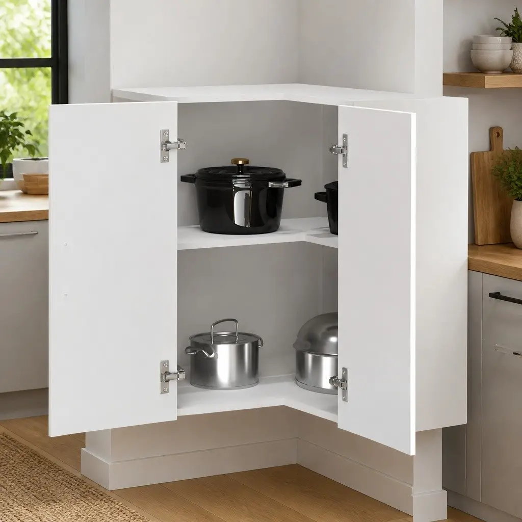 Corner Cabinet White Engineered Wood Wall-Mounted Storage Organizer Kitchen
