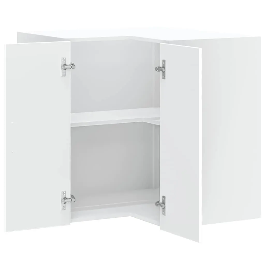 Corner Cabinet White Engineered Wood Wall-Mounted Storage Organizer Kitchen