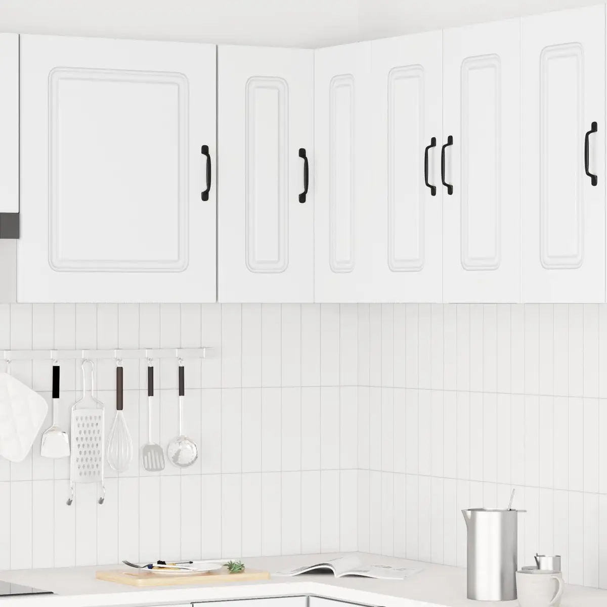 Corner Cabinet White Engineered Wood Wall-Mounted Storage Organizer Kitchen