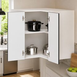 Corner Kitchen Wall Cabinet Black Engineered Wood Organizer