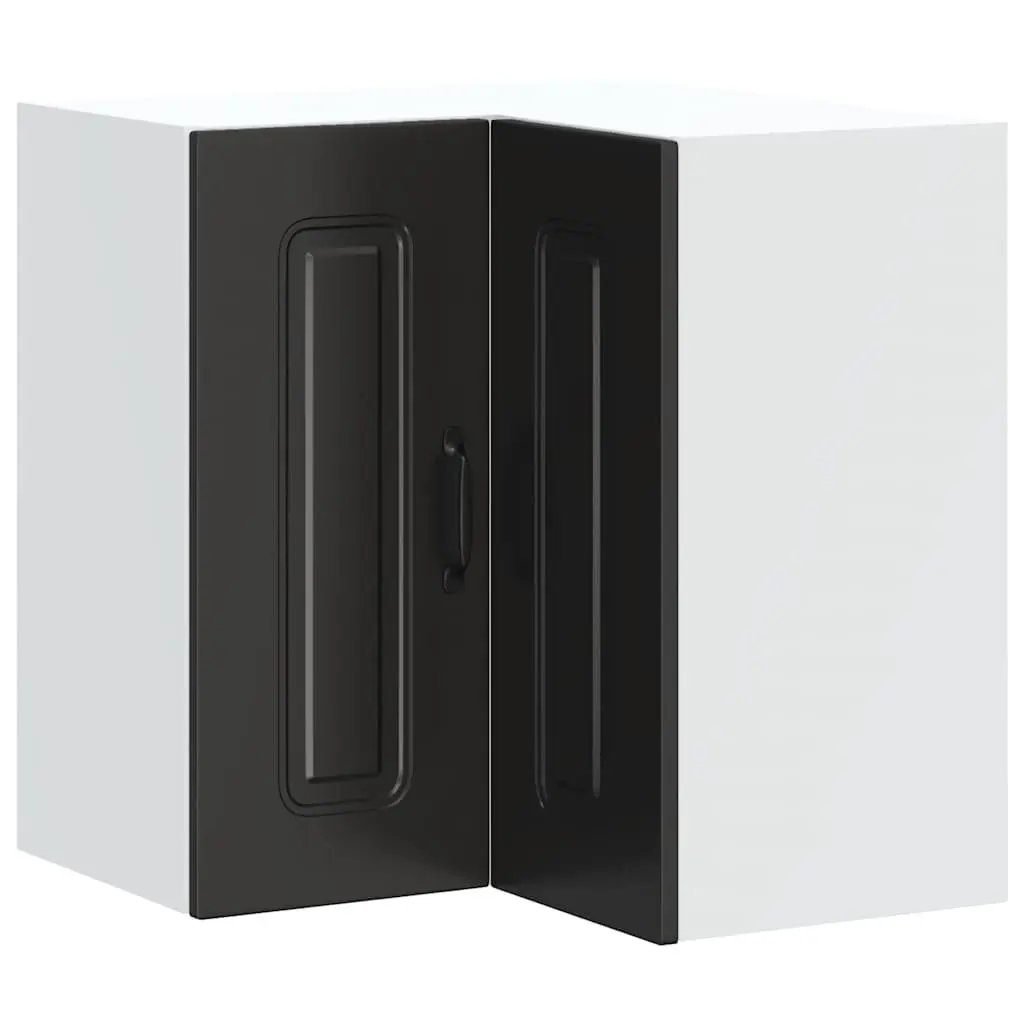 Corner Kitchen Wall Cabinet Black Engineered Wood Organizer