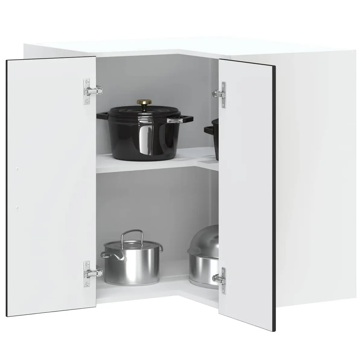 Corner Kitchen Wall Cabinet Black Engineered Wood Organizer