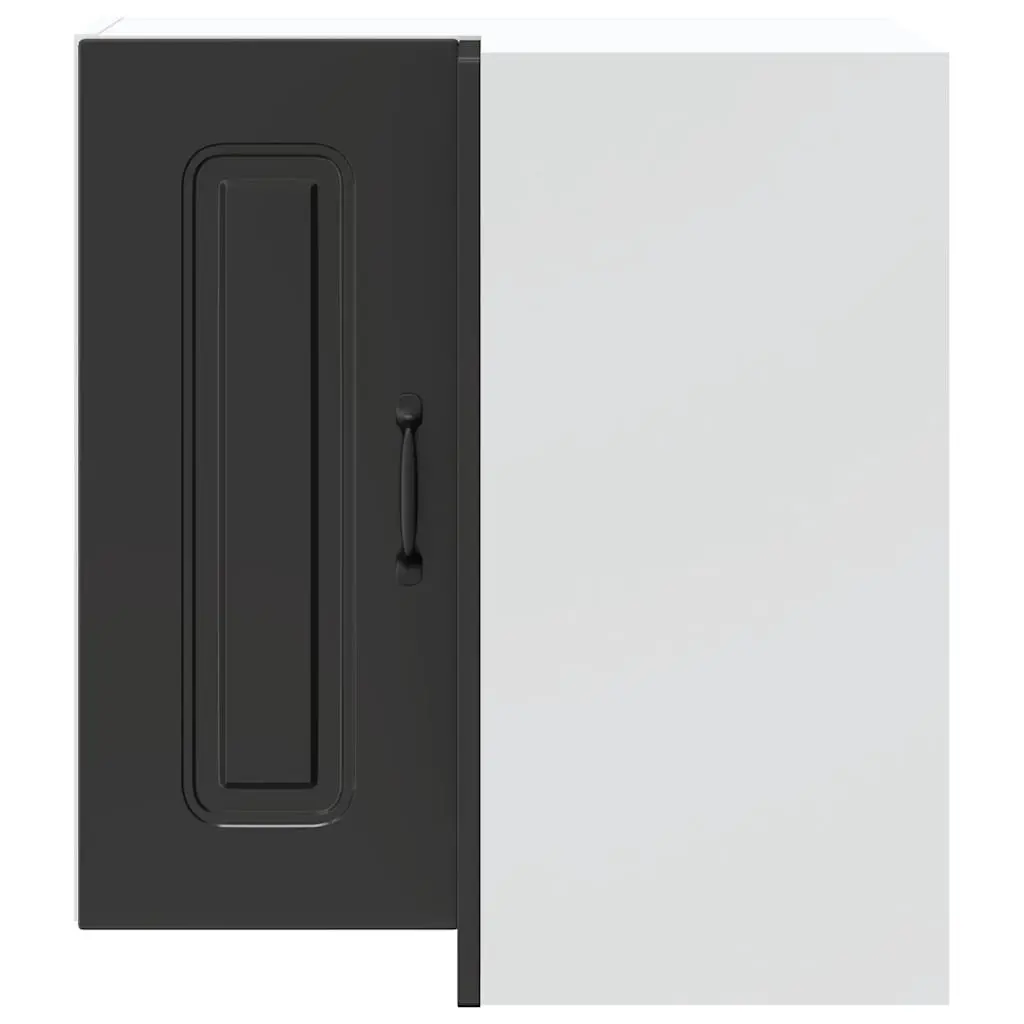 Corner Kitchen Wall Cabinet Black Engineered Wood Organizer