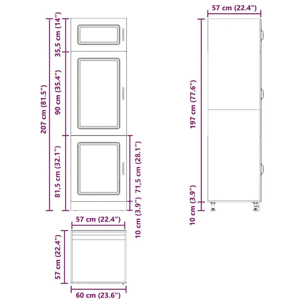 Kitchen Cabinet Black Engineered Wood Adjustable Feet Storage Doors