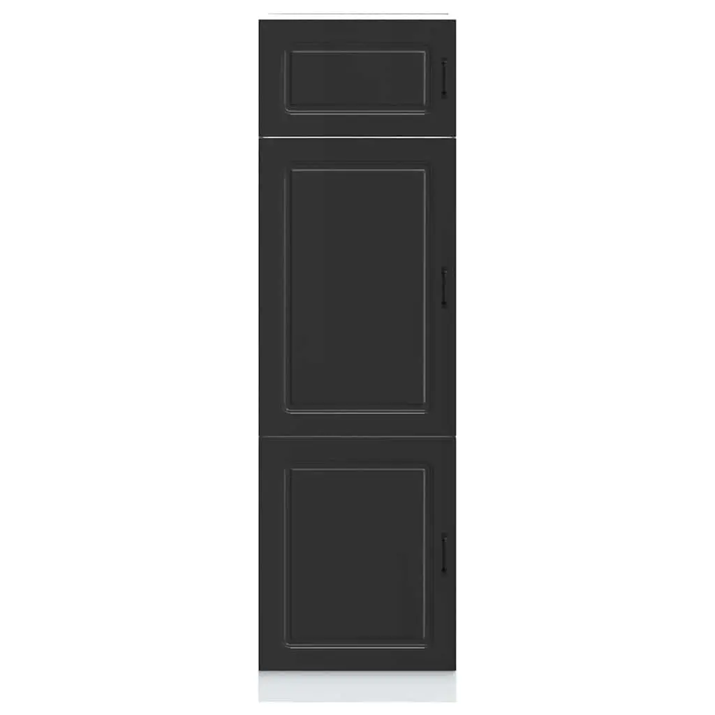 Kitchen Cabinet Black Engineered Wood Adjustable Feet Storage Doors