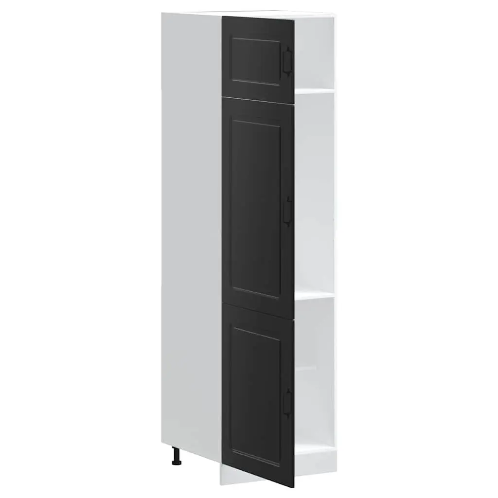 Kitchen Cabinet Black Engineered Wood Adjustable Feet Storage Doors