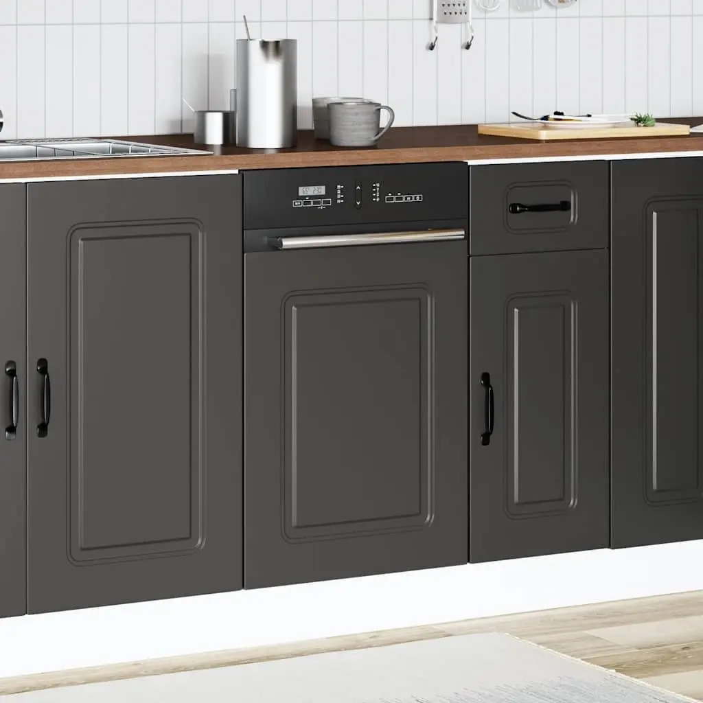 Dishwasher Panel Black 45x1.5x57cm Engineered Wood