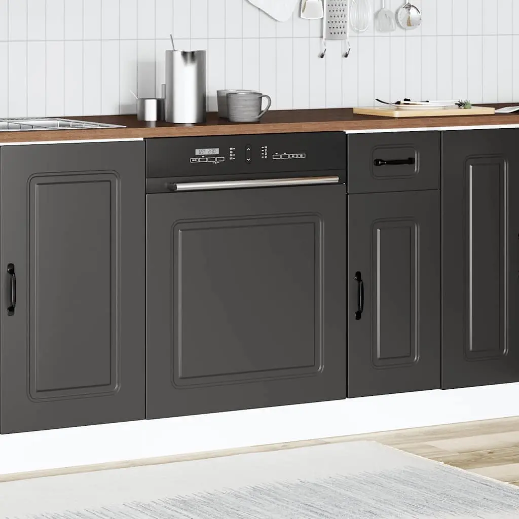 Dishwasher Panel Black 60x1.5x57cm Engineered Wood