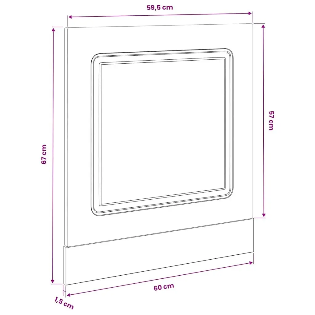 Dishwasher Panel Black 60x1.5x57cm Engineered Wood