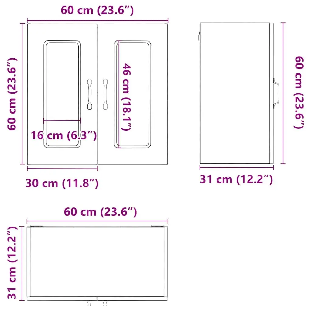White Engineered Wood Kitchen Wall Cabinet with Glass Door