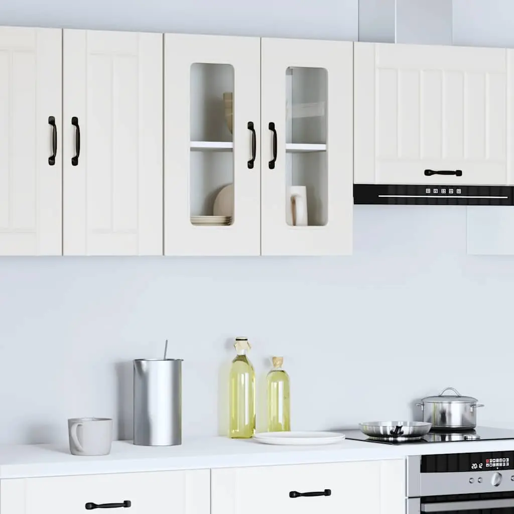 White Engineered Wood Kitchen Wall Cabinet with Glass Door