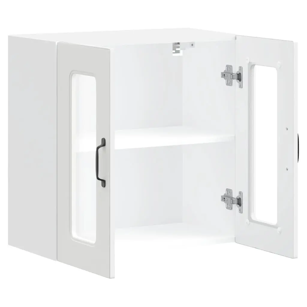 White Engineered Wood Kitchen Wall Cabinet with Glass Door