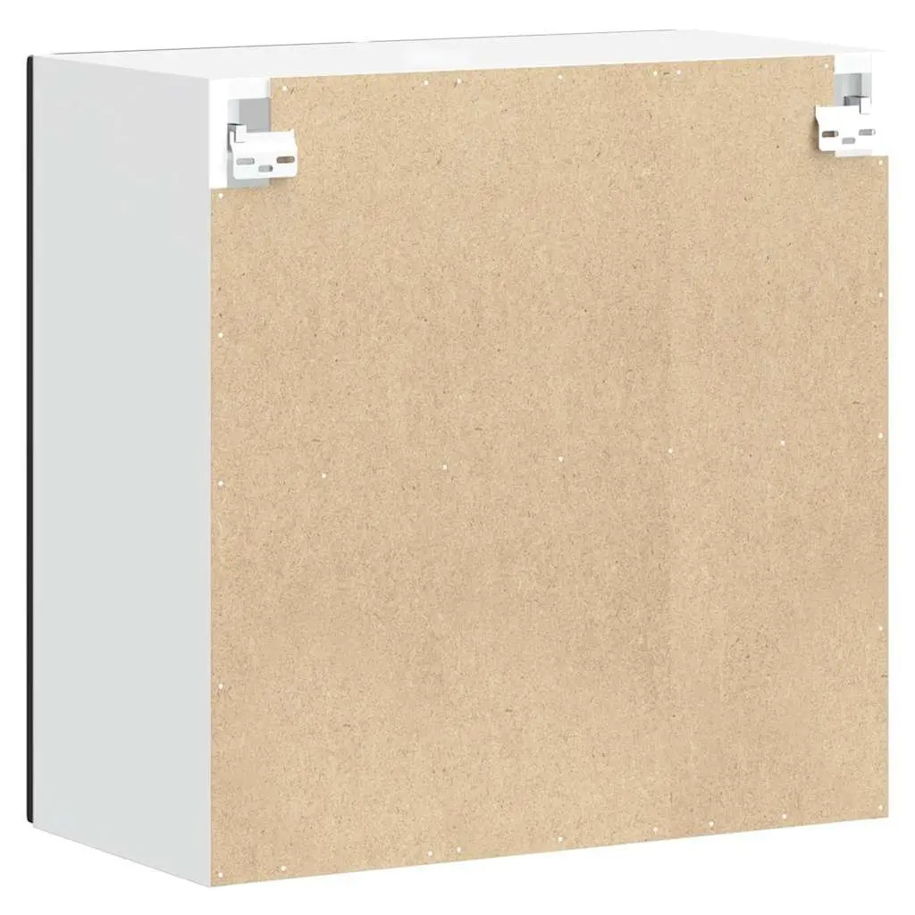 Kitchen Cabinet Wall-Mounted Black Glass Door Engineered Wood Storage Unit