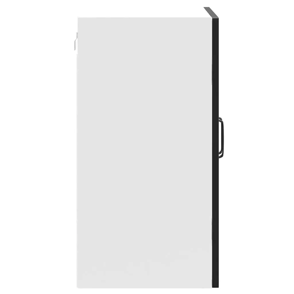 Kitchen Cabinet Wall-Mounted Black Glass Door Engineered Wood Storage Unit