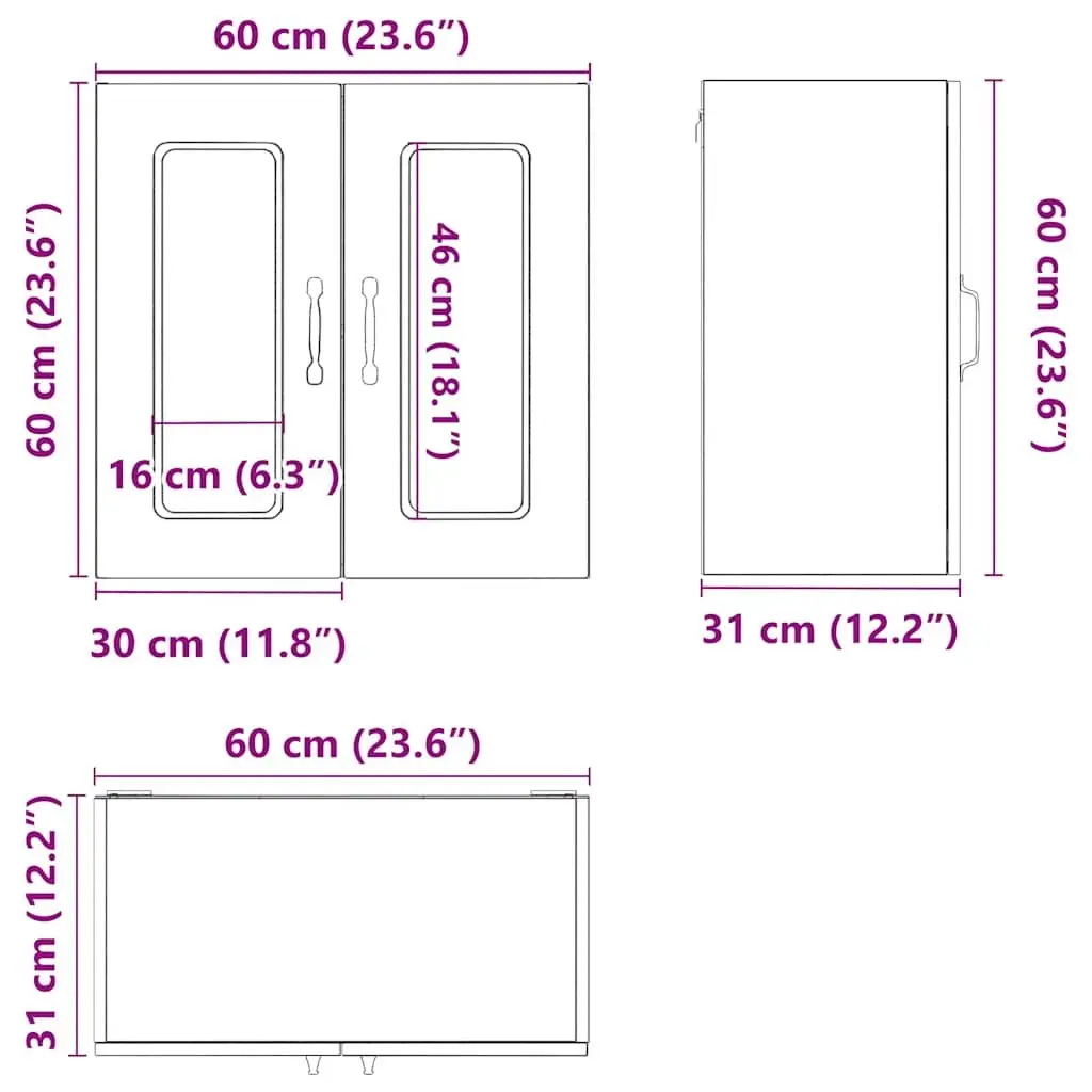 Glass Door Kitchen Wall Cabinet White Engineered Wood Storage Unit