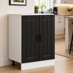 Black Engineered Wood Sink Base Cabinet for Kitchen Storage