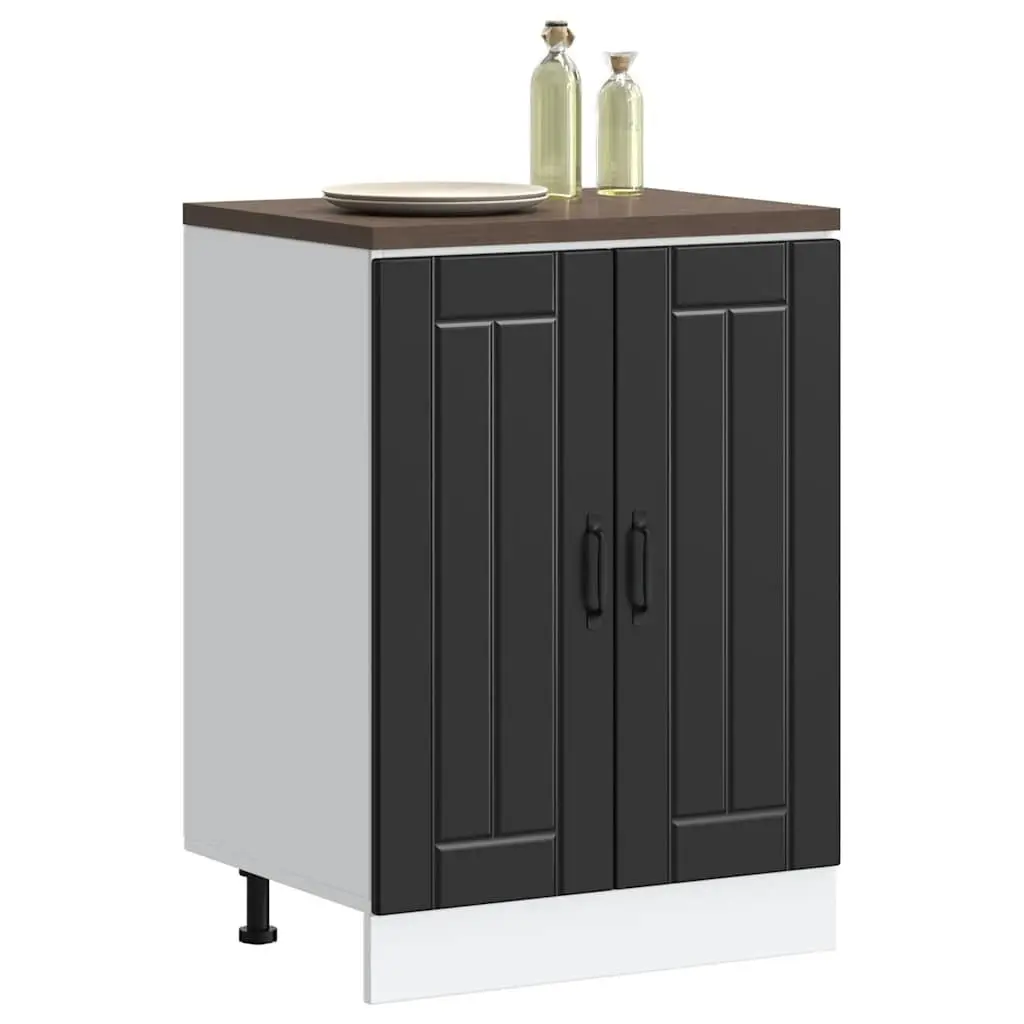 Black Kitchen Storage Cupboard Engineered Wood Sink Base Cabinet with Doors