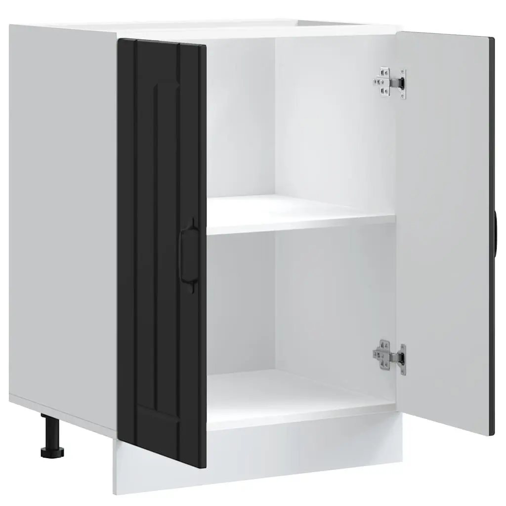 Black Kitchen Storage Cupboard Engineered Wood Sink Base Cabinet with Doors