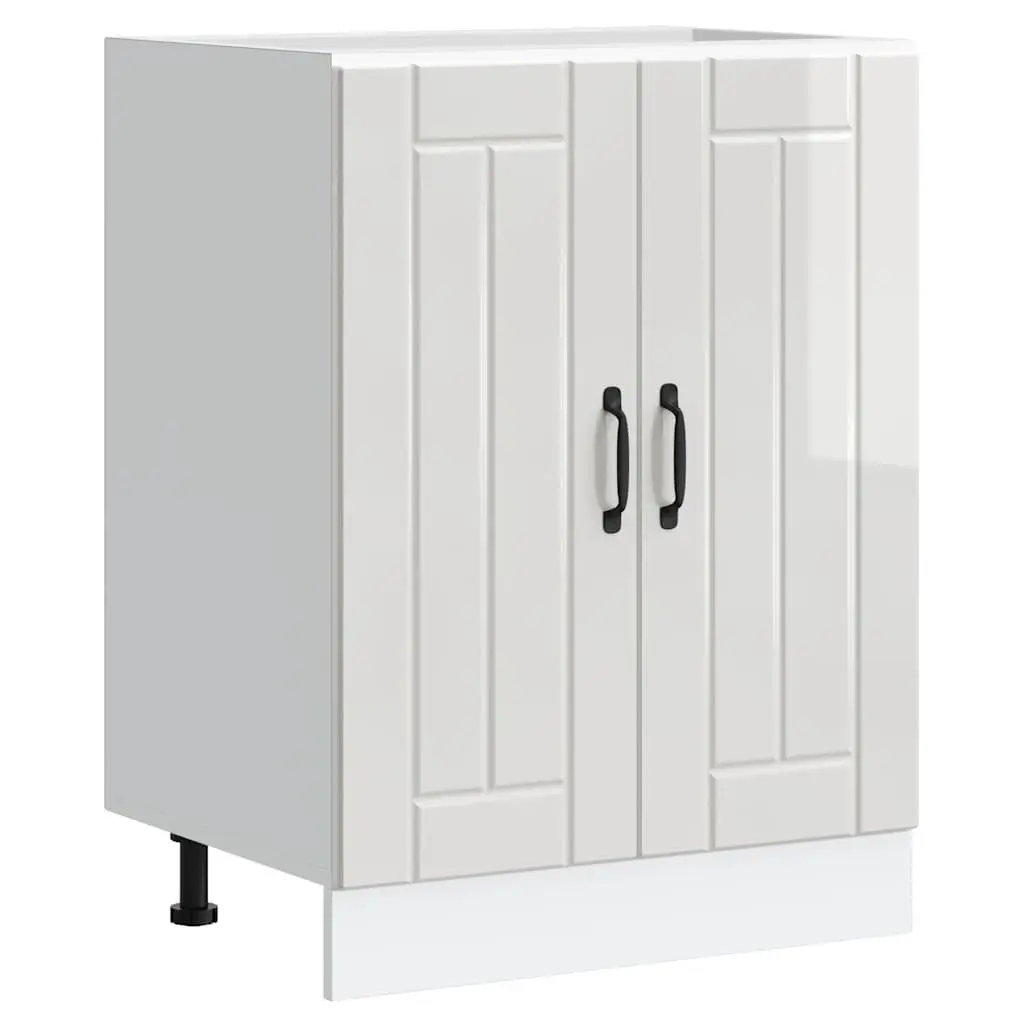 White High Gloss Kitchen Sink Base Cabinet for Storage