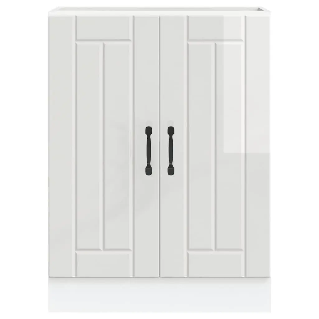 White High Gloss Kitchen Sink Base Cabinet for Storage