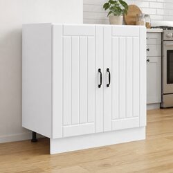 White Engineered Wood Sink Base Cabinet for Kitchens