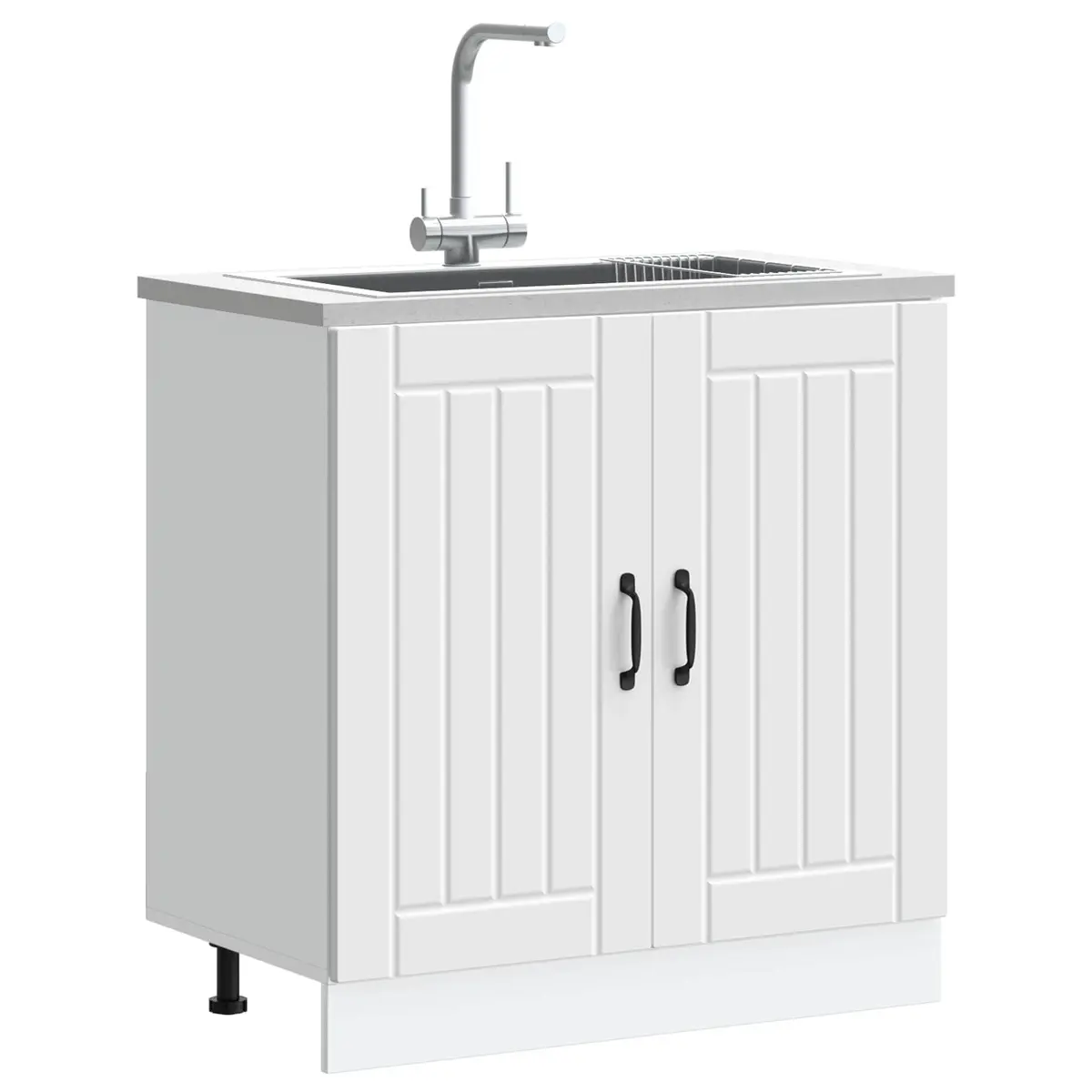 White Engineered Wood Sink Base Cabinet for Kitchens