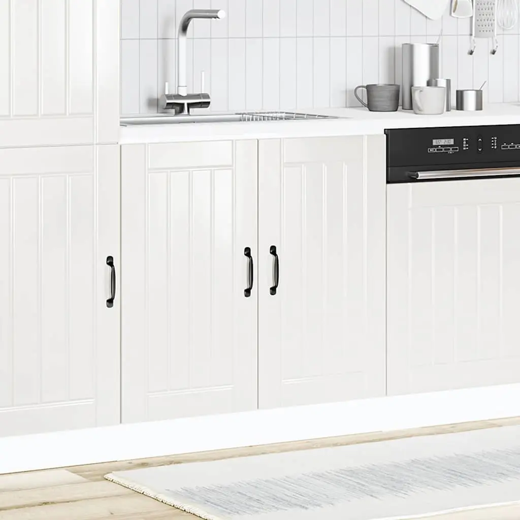 White Sink Base Cabinet Kitchen Storage Unit with Adjustable Feet Engineered