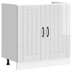 White Sink Base Cabinet Kitchen Storage Unit with Adjustable Feet Engineered