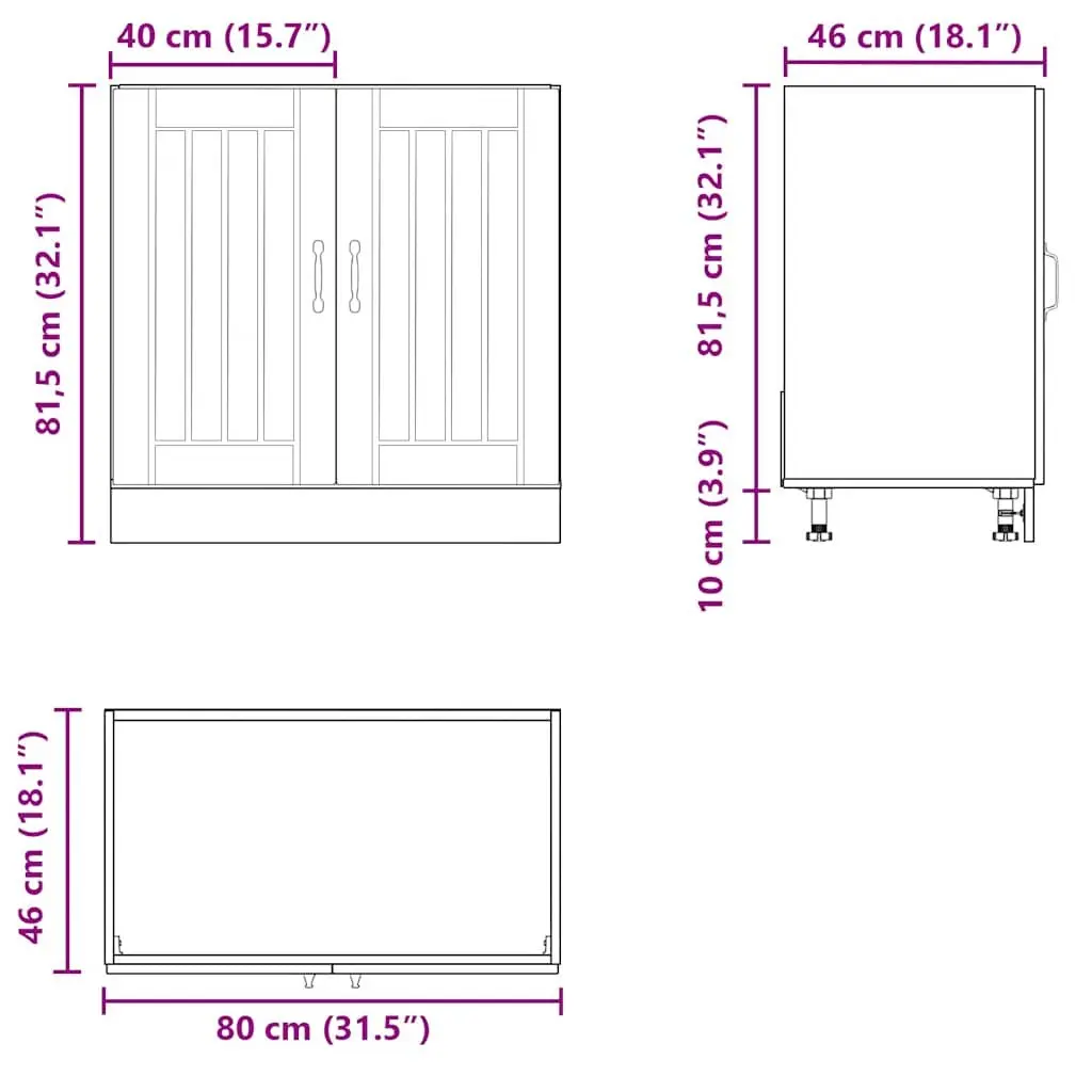 White Sink Base Cabinet Kitchen Storage Unit with Adjustable Feet Engineered