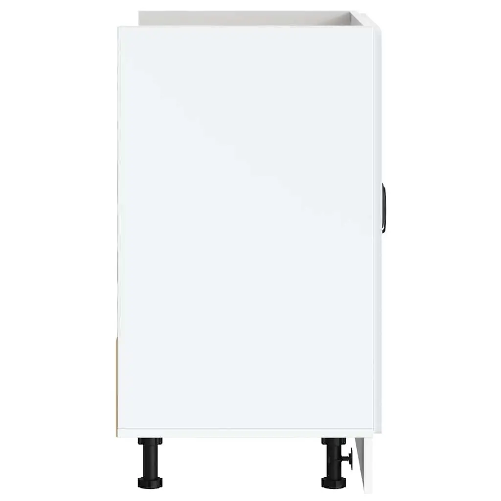 White Sink Base Cabinet Kitchen Storage Unit with Adjustable Feet Engineered