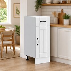 White Engineered Wood Kitchen Base Cabinet with Doors