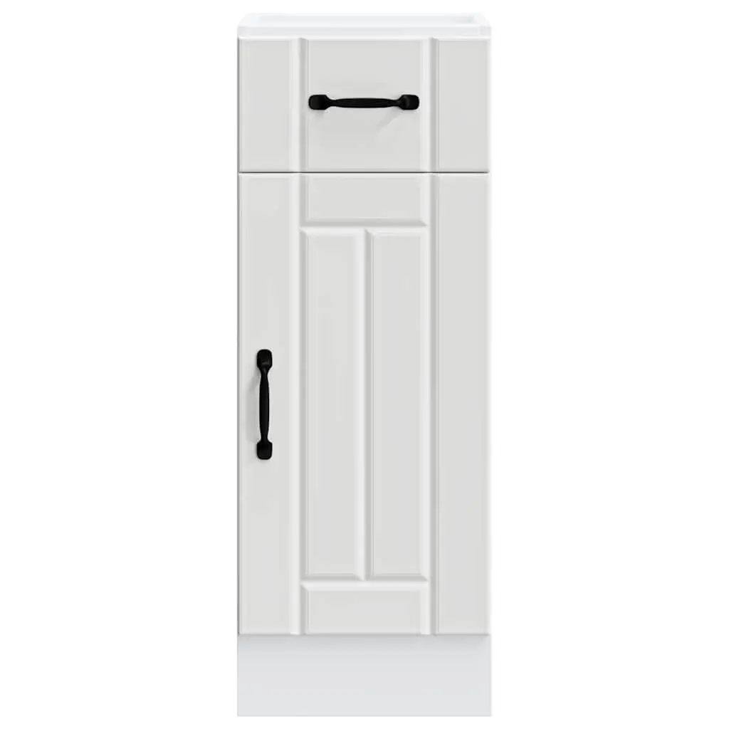 White Engineered Wood Sink Base Cabinet Storage Unit with Doors for Kitchen