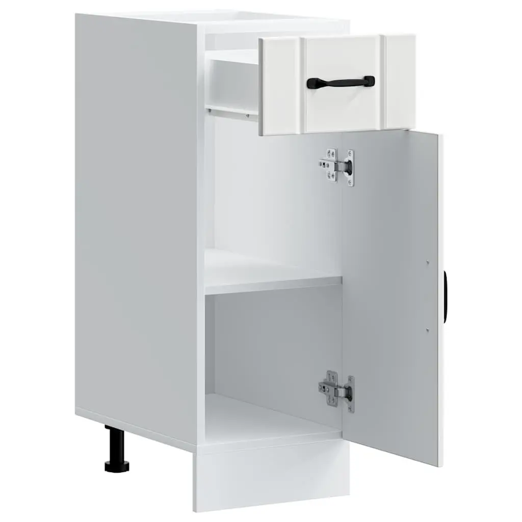 White Engineered Wood Sink Base Cabinet Storage Unit with Doors for Kitchen
