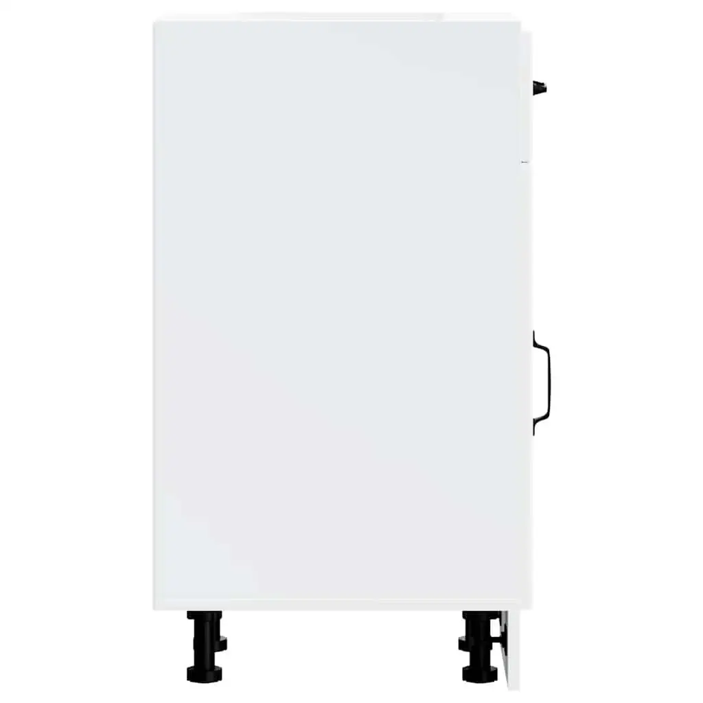 White Engineered Wood Sink Base Cabinet Storage Unit with Doors for Kitchen