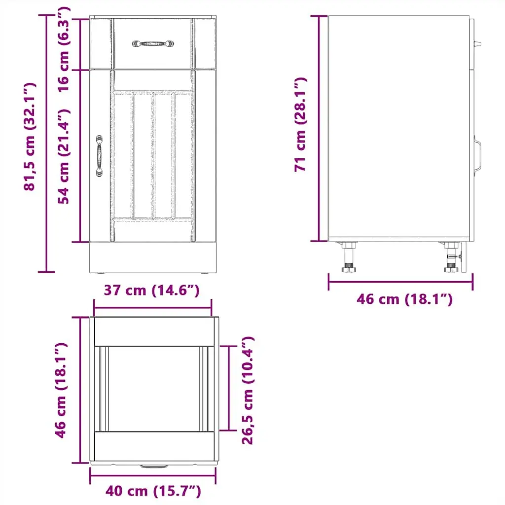 White Engineered Wood Kitchen Base Cabinet with Storage