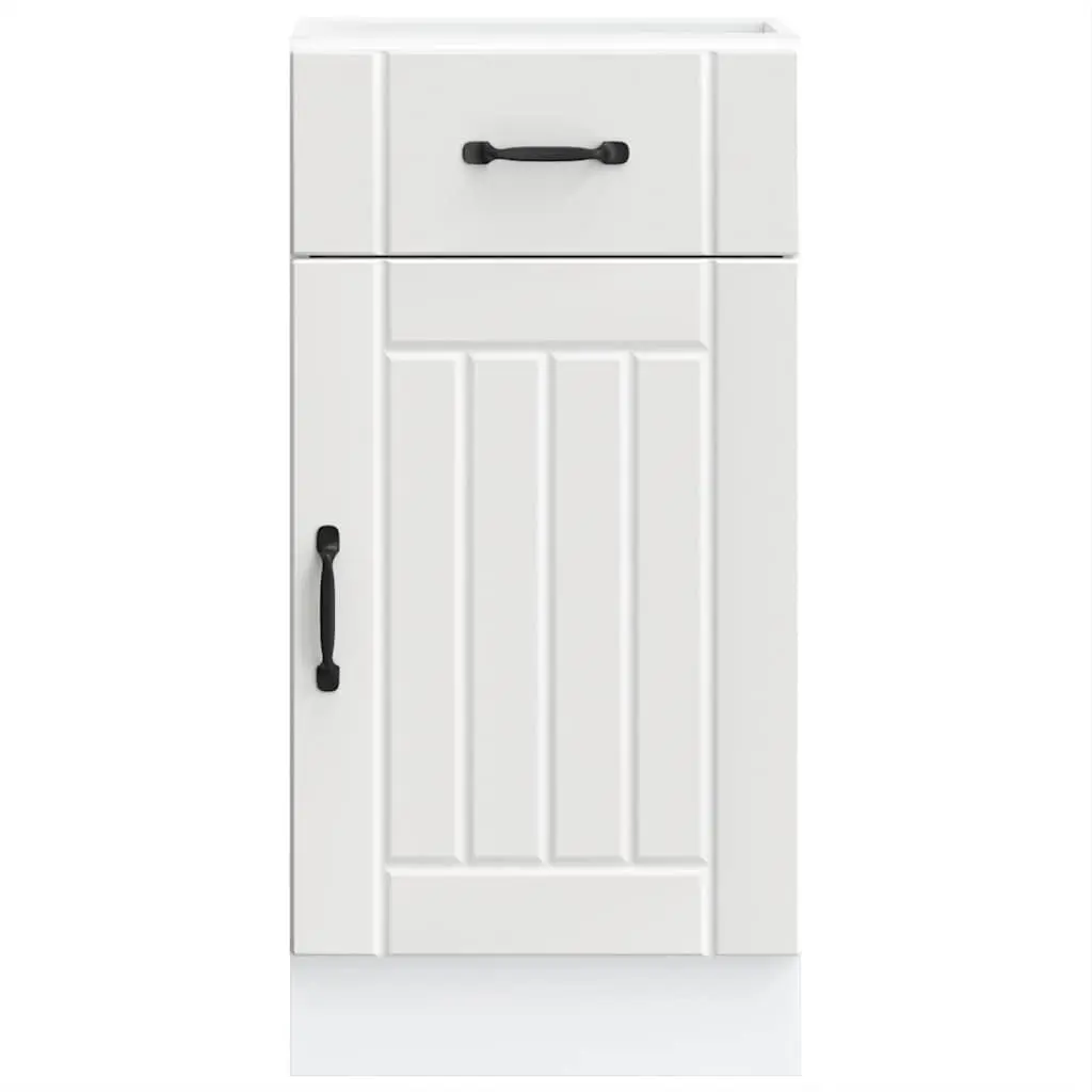 White Engineered Wood Kitchen Base Cabinet with Storage
