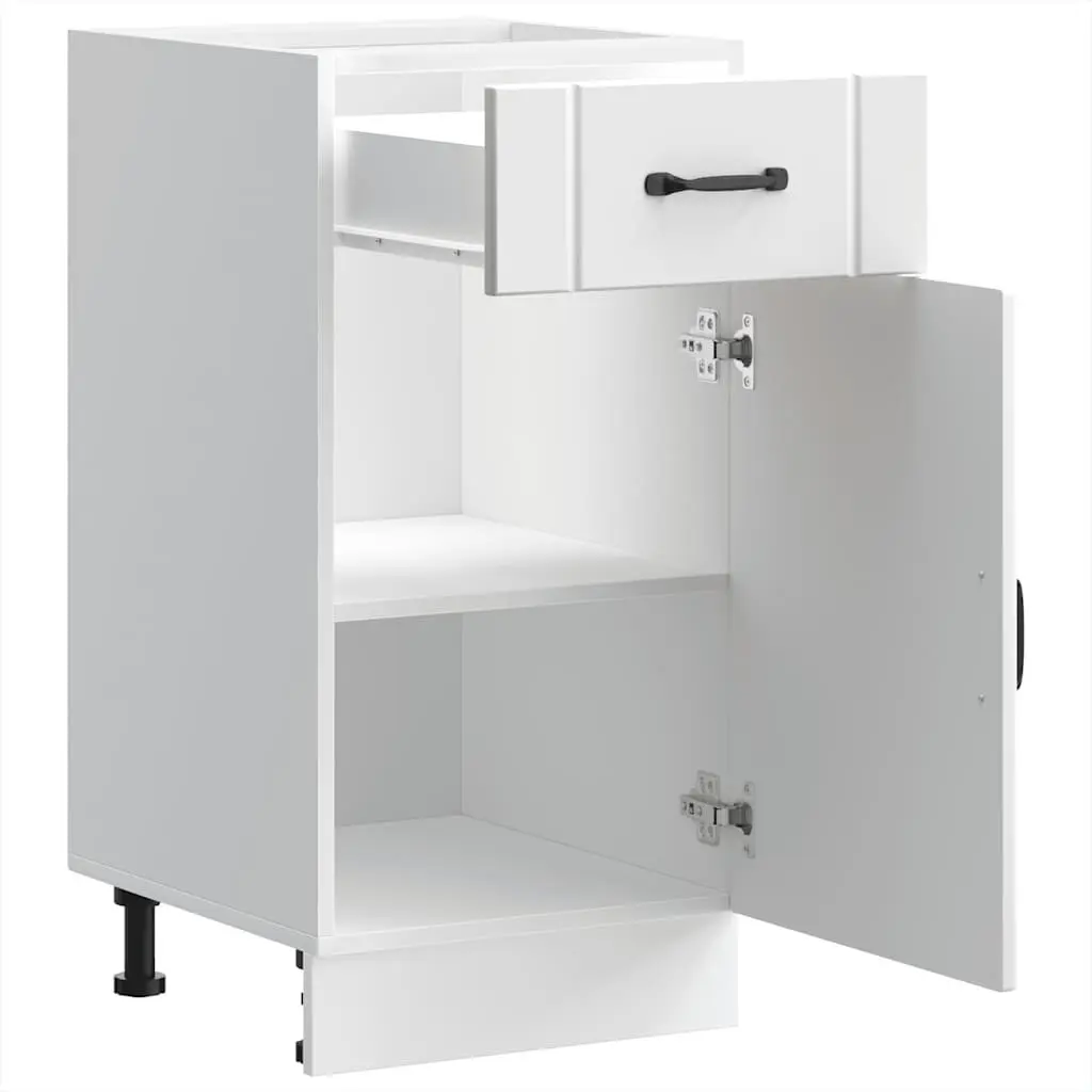White Engineered Wood Kitchen Base Cabinet with Storage