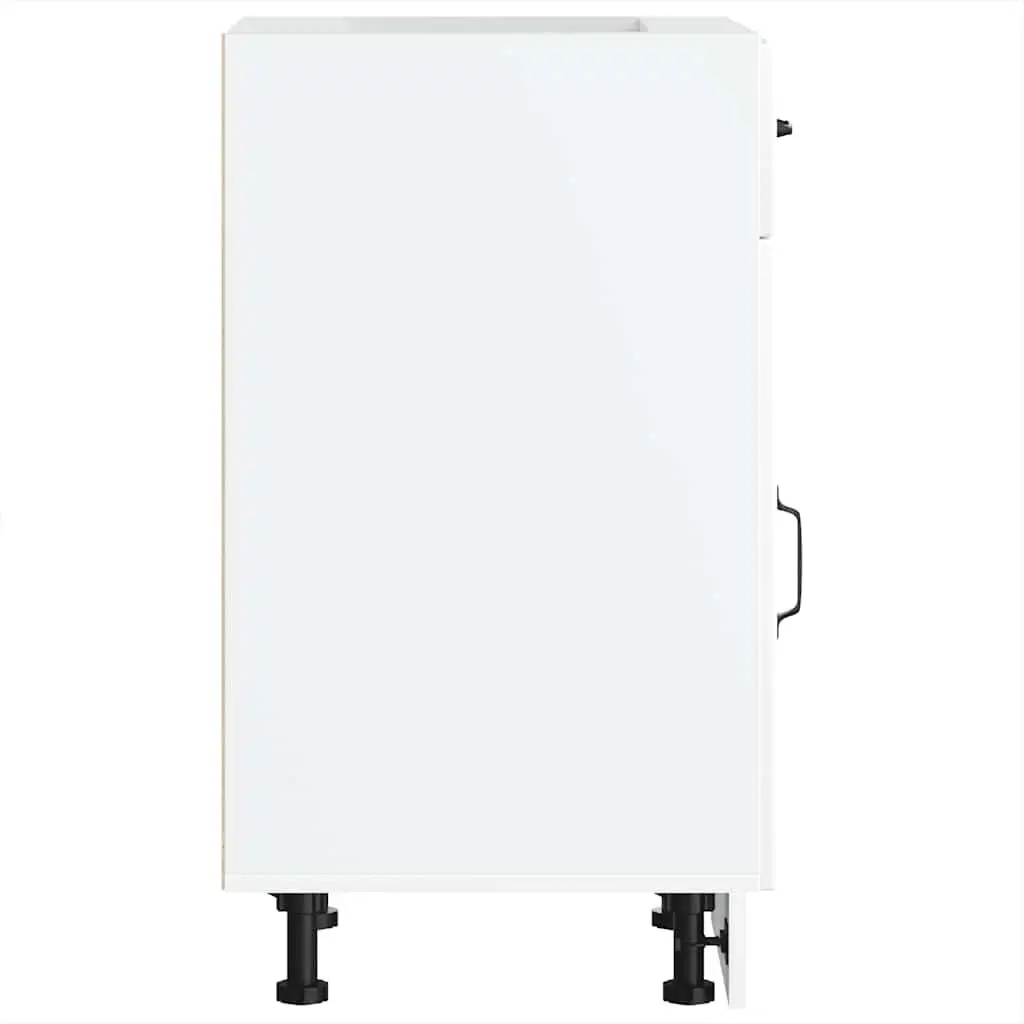 White Engineered Wood Kitchen Base Cabinet with Storage
