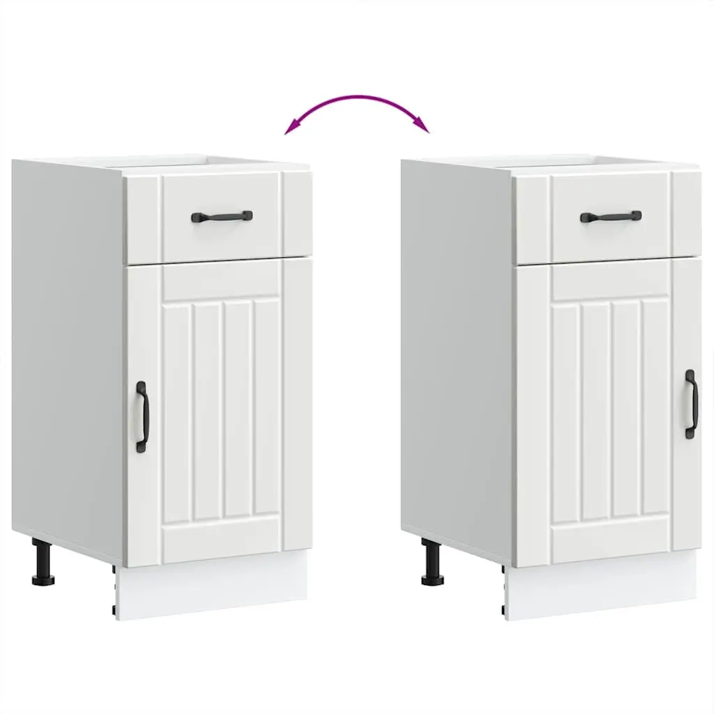 White Engineered Wood Kitchen Base Cabinet with Storage