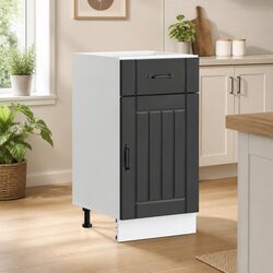 Black Engineered Wood Kitchen Base Cabinet with Adjustable Feet