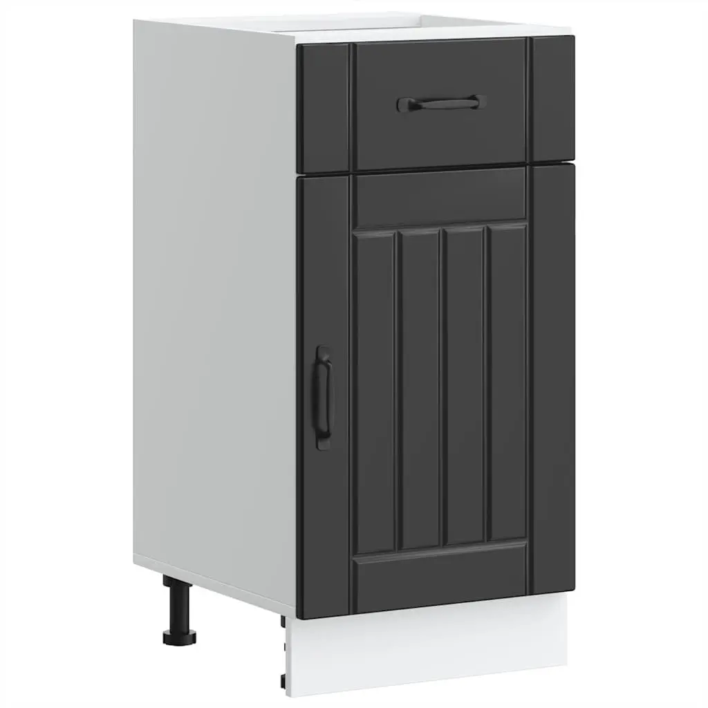 Black Engineered Wood Kitchen Base Cabinet with Adjustable Feet