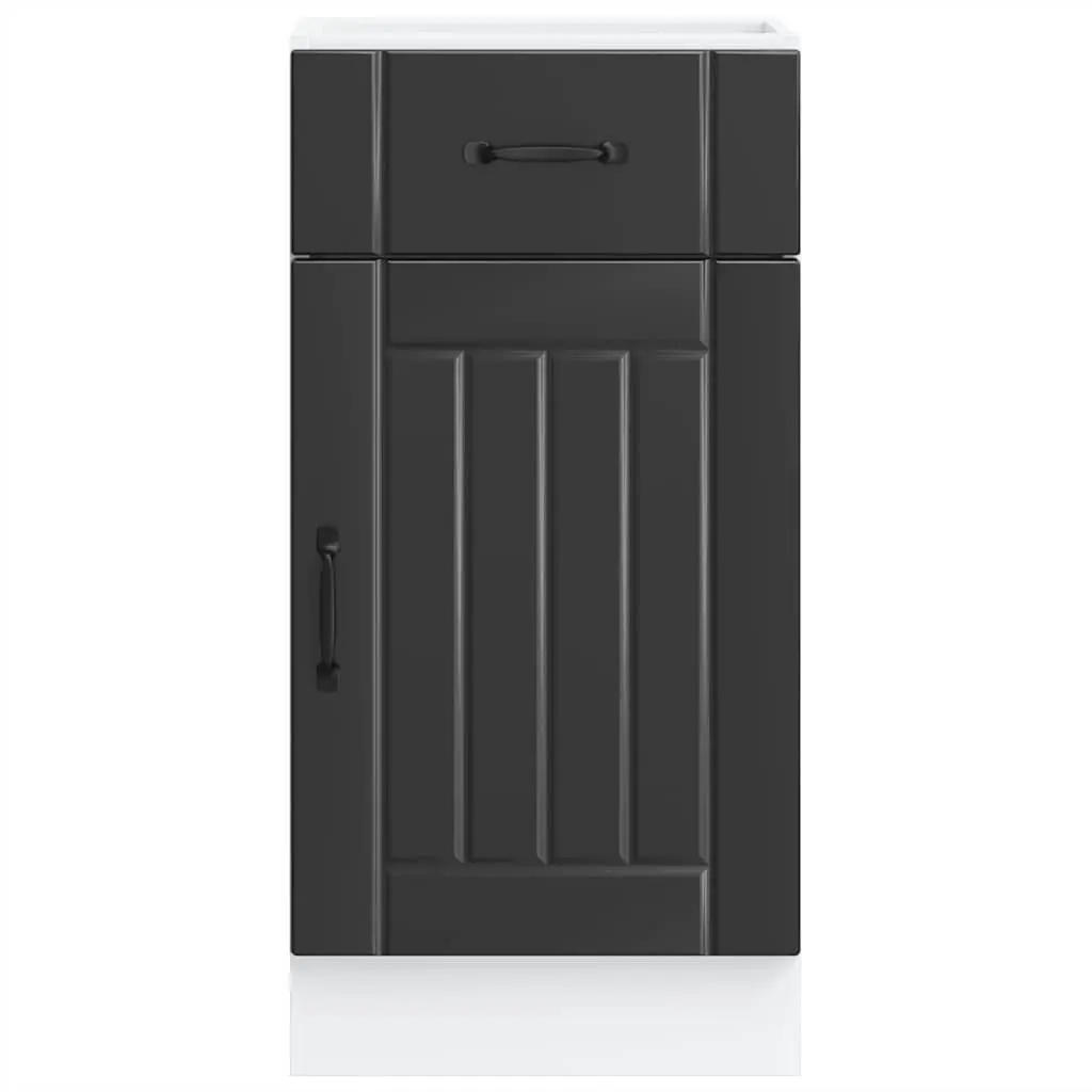 Black Engineered Wood Kitchen Base Cabinet with Adjustable Feet