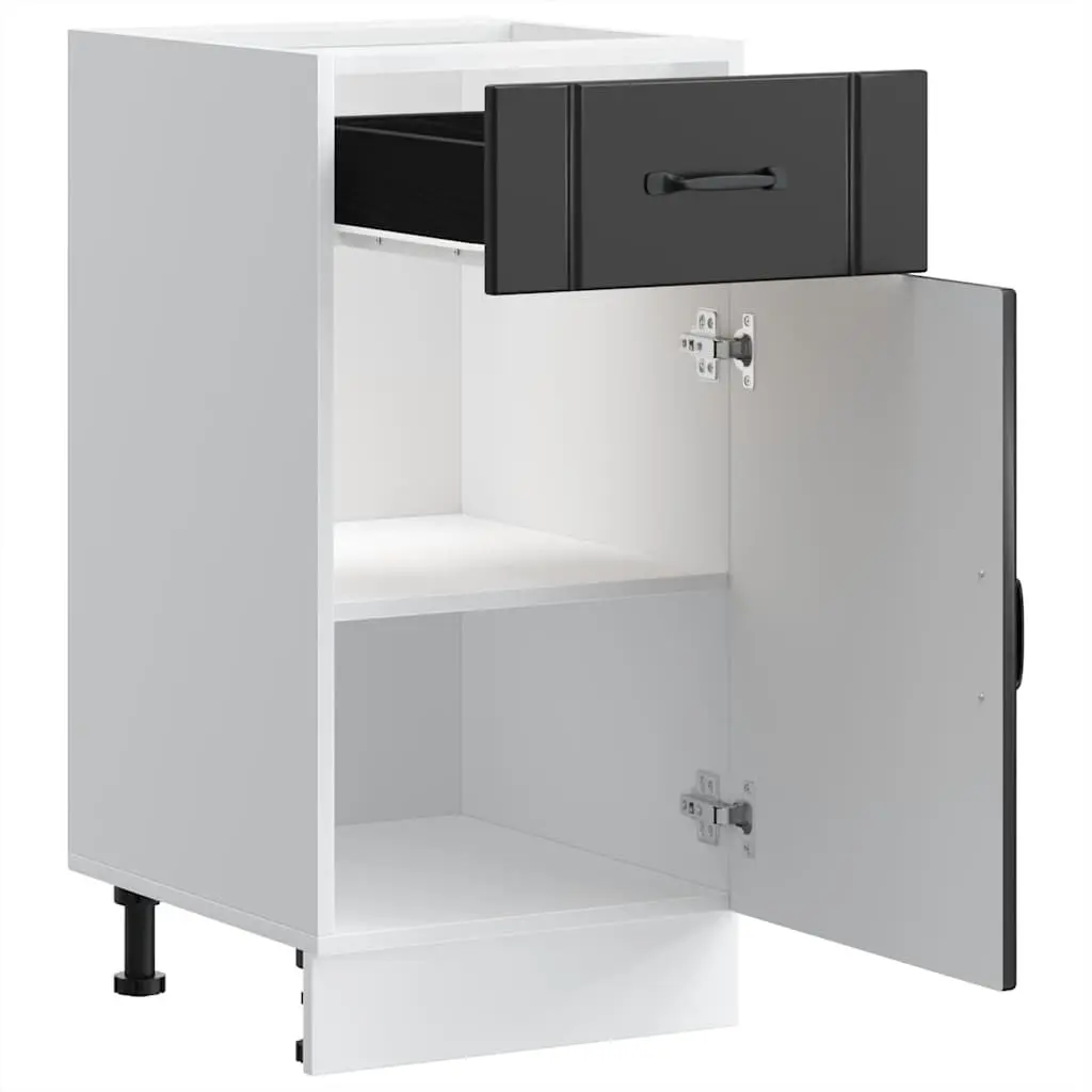 Black Engineered Wood Kitchen Base Cabinet with Adjustable Feet