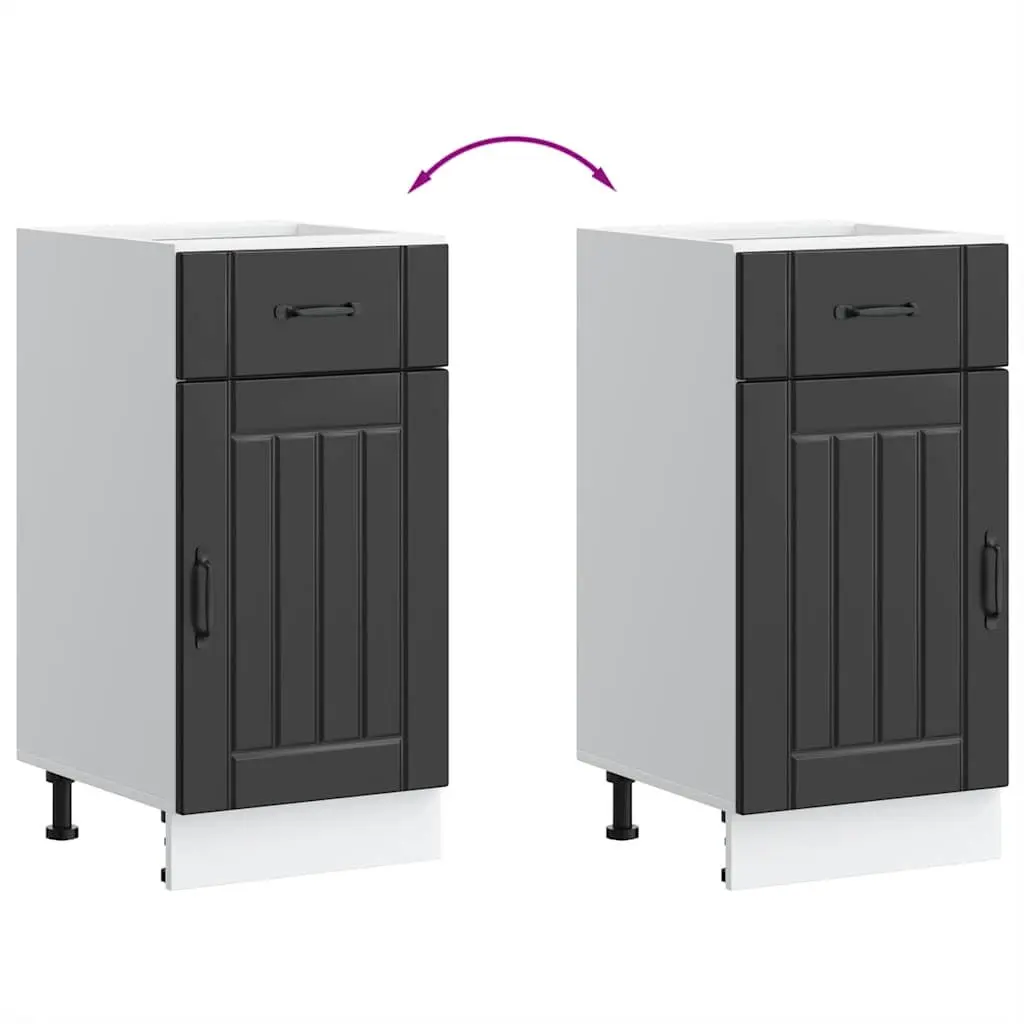 Black Engineered Wood Kitchen Base Cabinet with Adjustable Feet